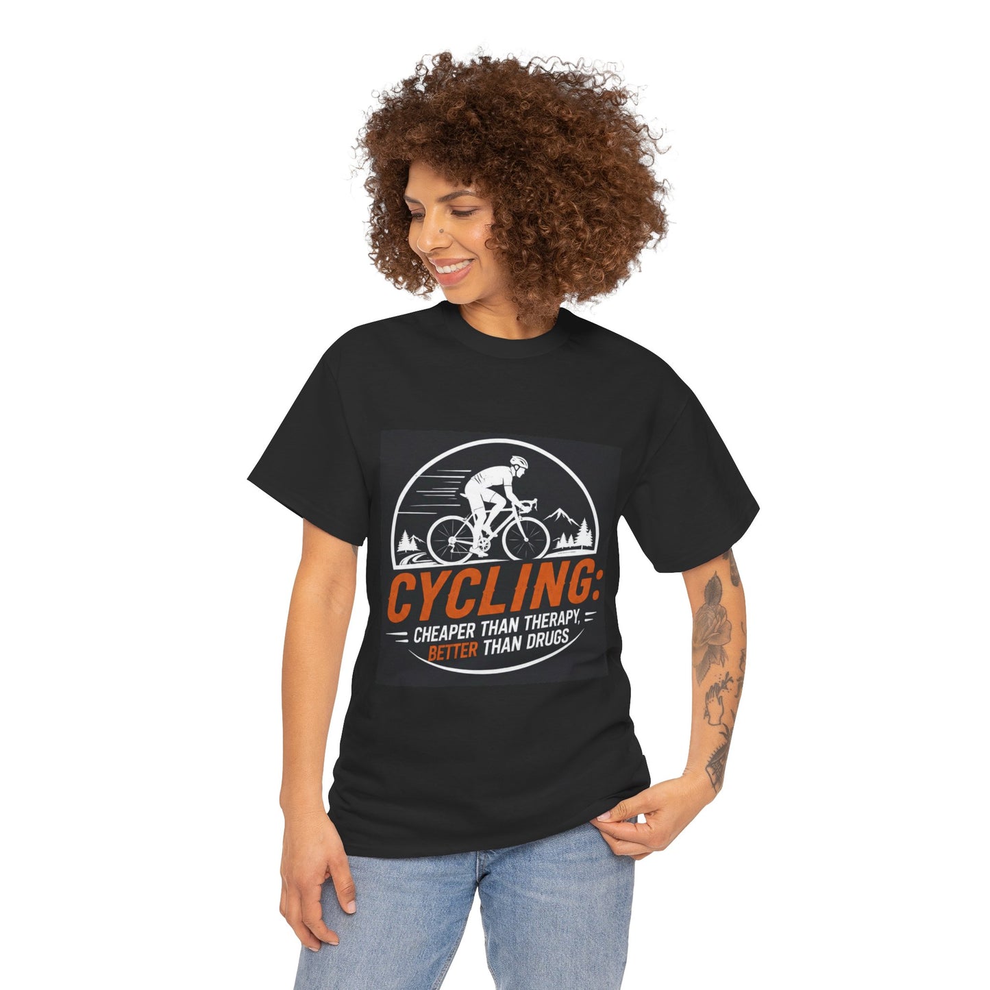 Cycling Cheaper Than Therapy Better Than Drugs - Funny Cycling T-Shirt Gift for Cyclists