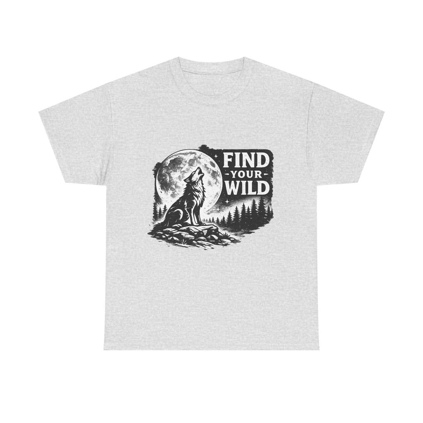 Find Your Wild Wolf T‑Shirt — Moonlit Nature Graphic Tee for Outdoor Lovers