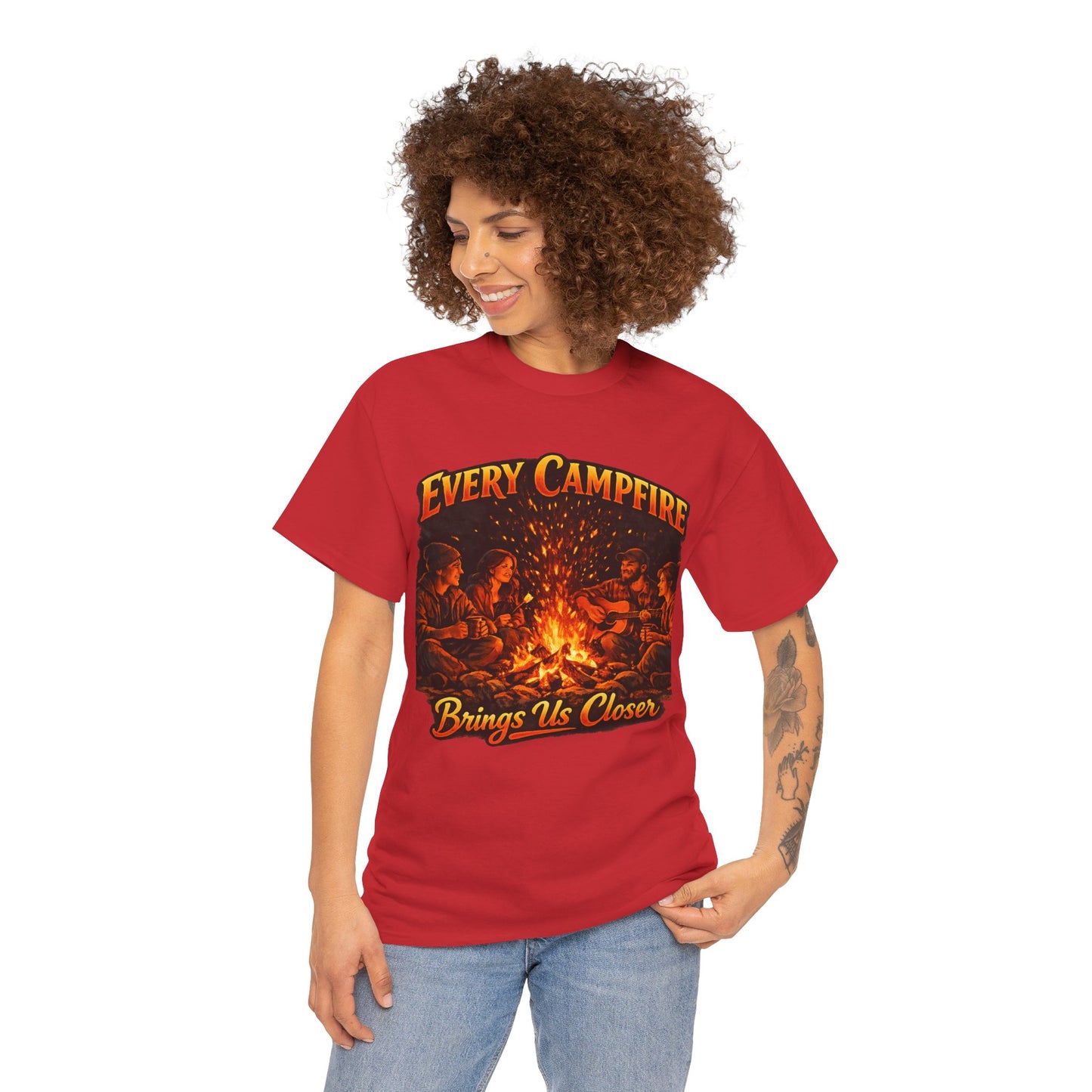 Campfire T-Shirt — "Every Campfire Brings Us Closer" Retro Outdoor Tee