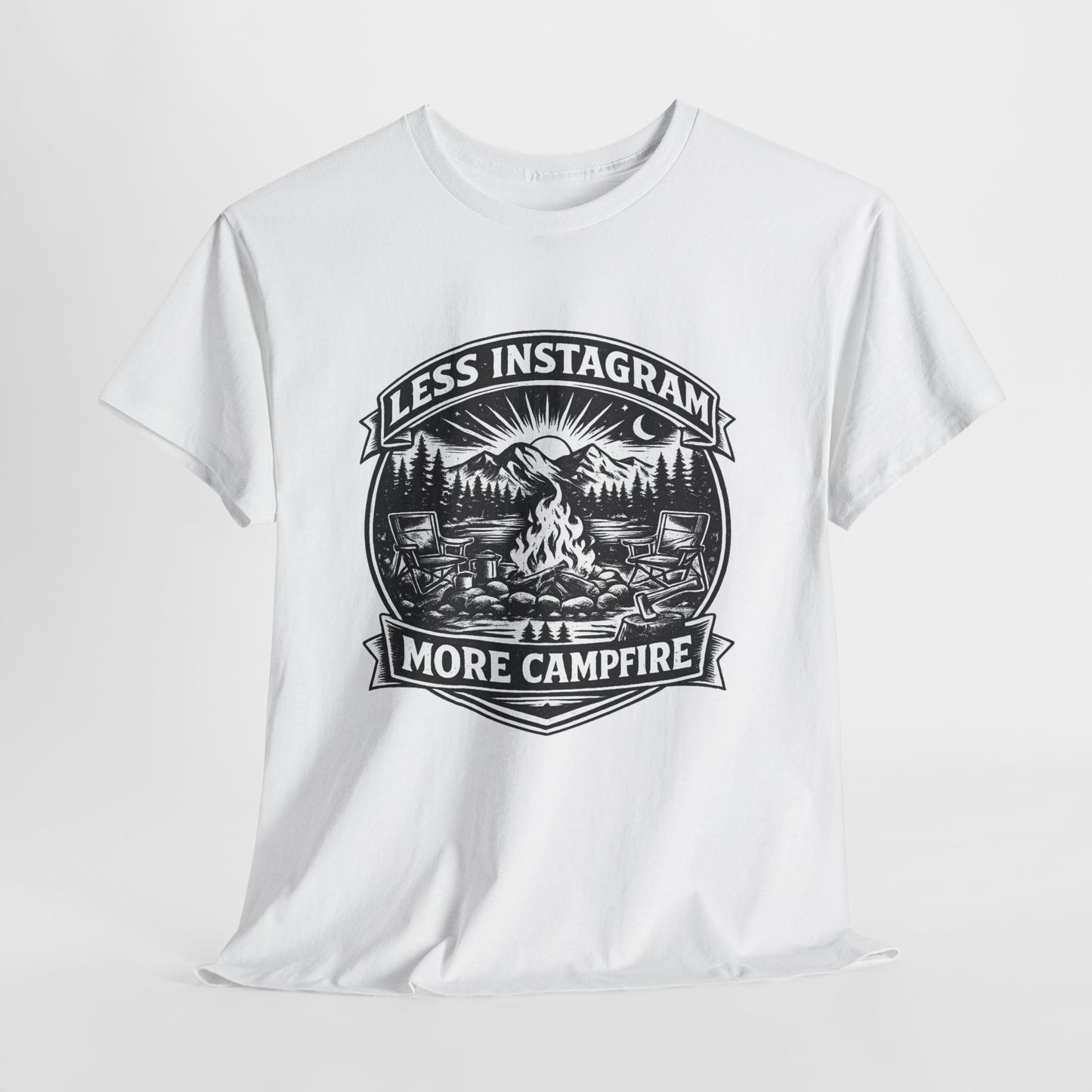 T-Shirt - "Less Instagram, More Campfire" Vintage Camping Graphic Tee