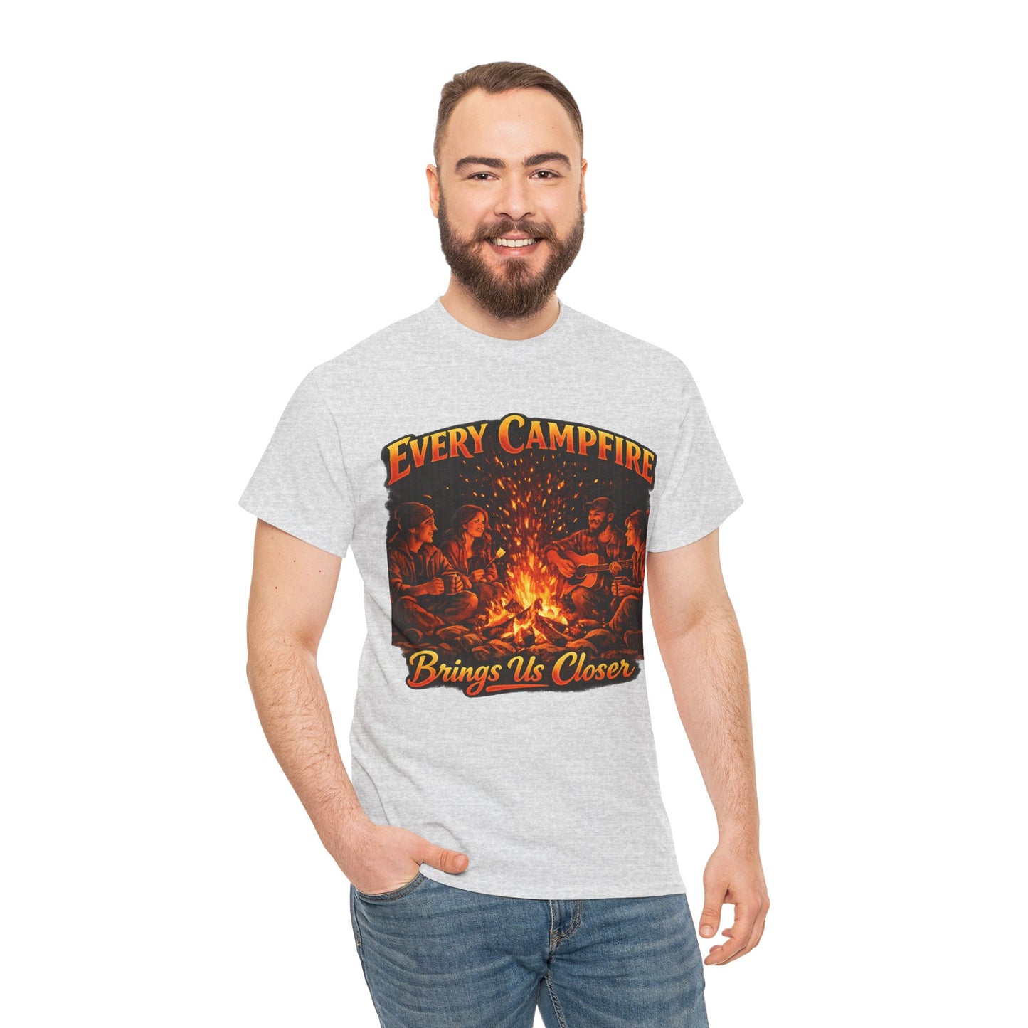 Campfire T-Shirt — "Every Campfire Brings Us Closer" Retro Outdoor Tee
