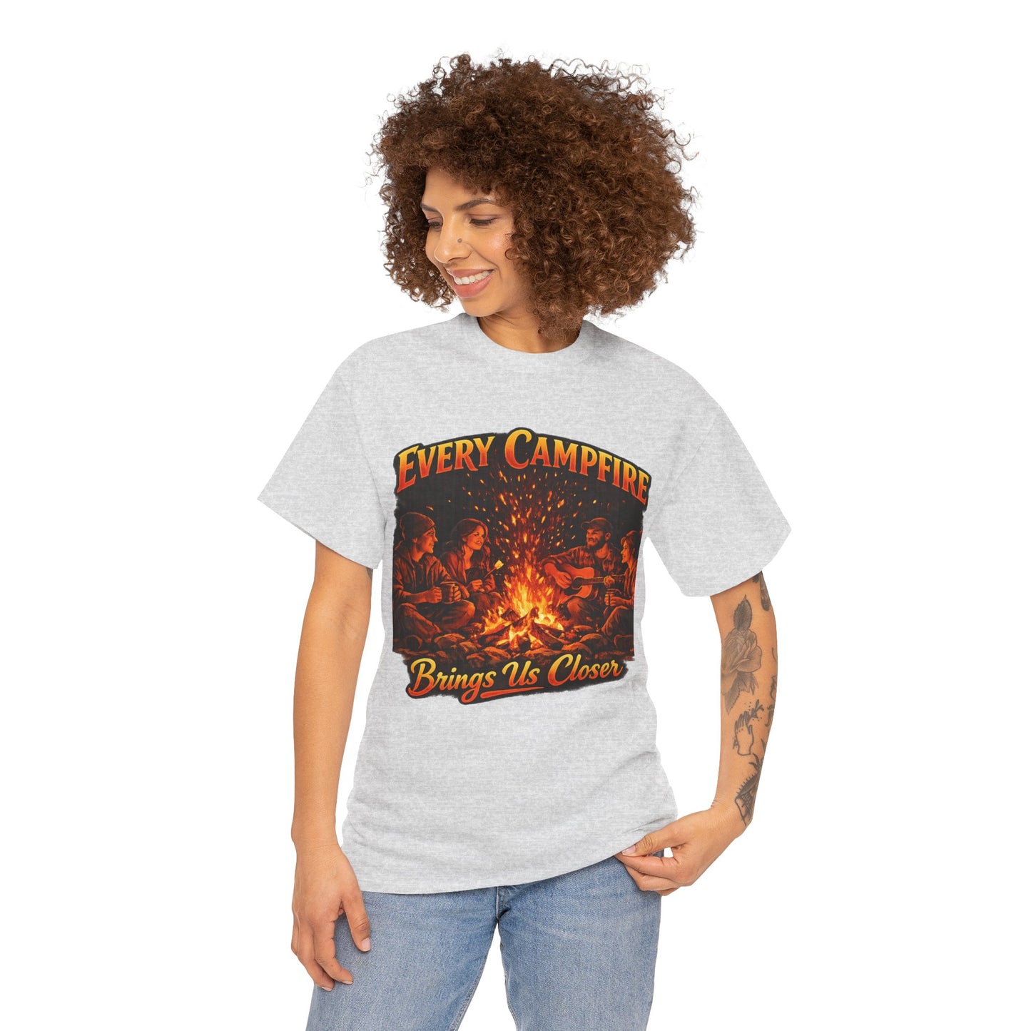 Campfire T-Shirt — "Every Campfire Brings Us Closer" Retro Outdoor Tee