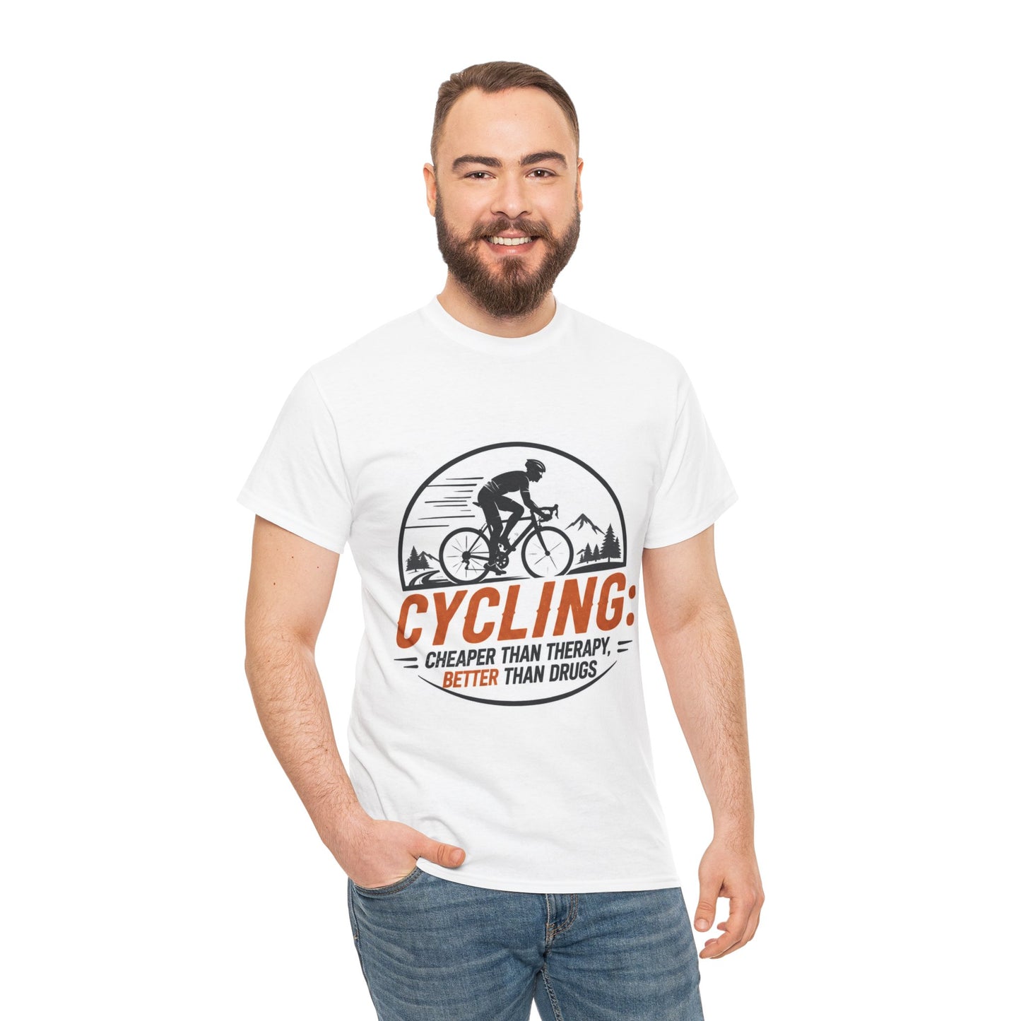 Cycling Cheaper Than Therapy Better Than Drugs - Funny Cycling T-Shirt Gift for Cyclists