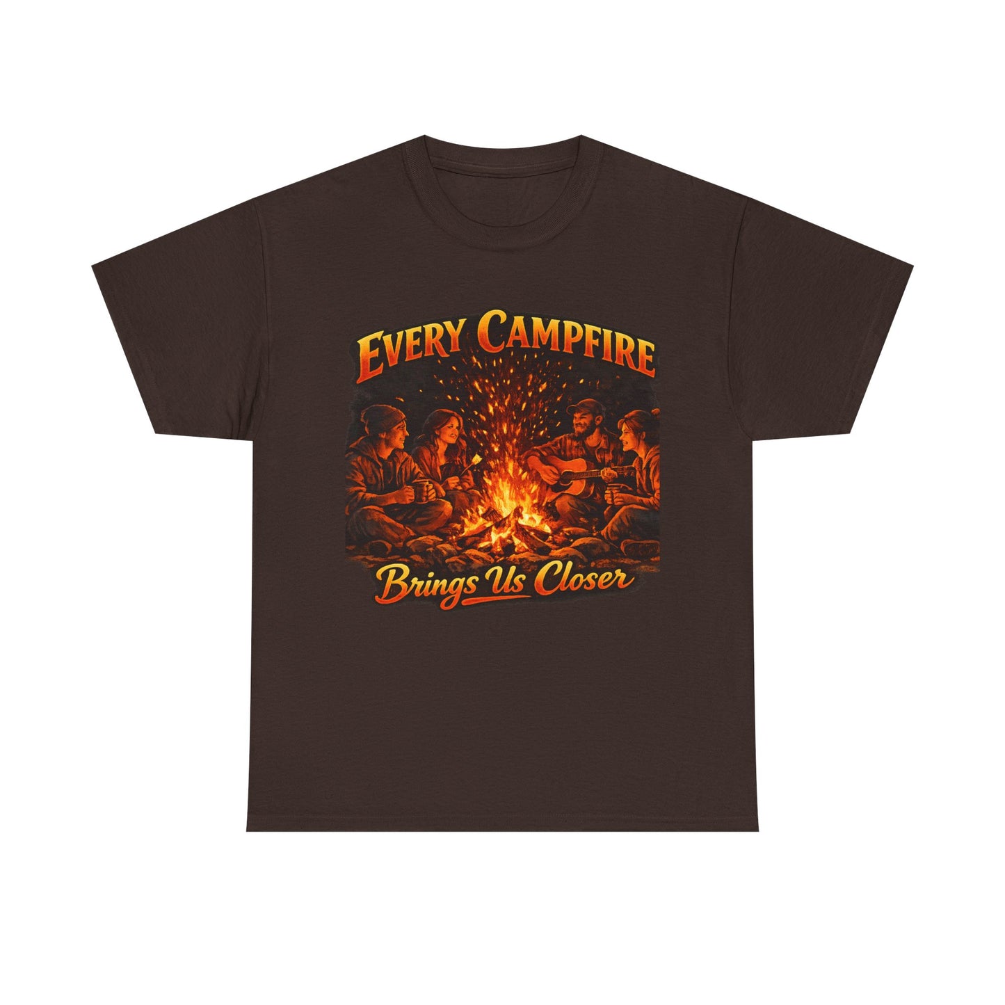 Campfire T-Shirt — "Every Campfire Brings Us Closer" Retro Outdoor Tee