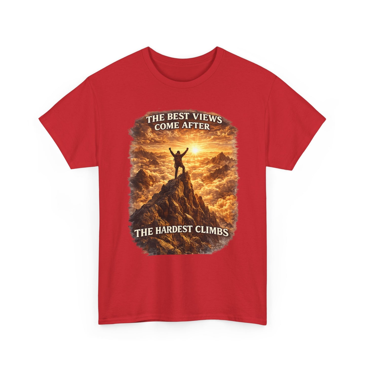 Mountain Hiking Motivation T-Shirt – “The Best Views Come After The Hardest Climbs” Adventure Tee