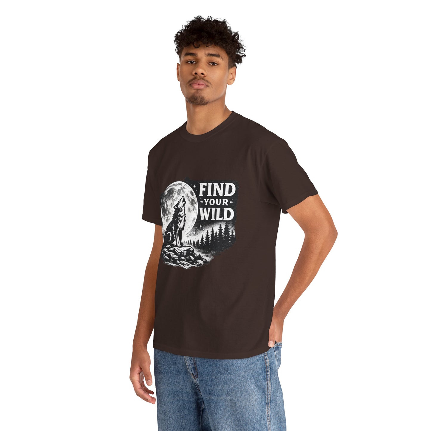 Find Your Wild Wolf T‑Shirt — Moonlit Nature Graphic Tee for Outdoor Lovers