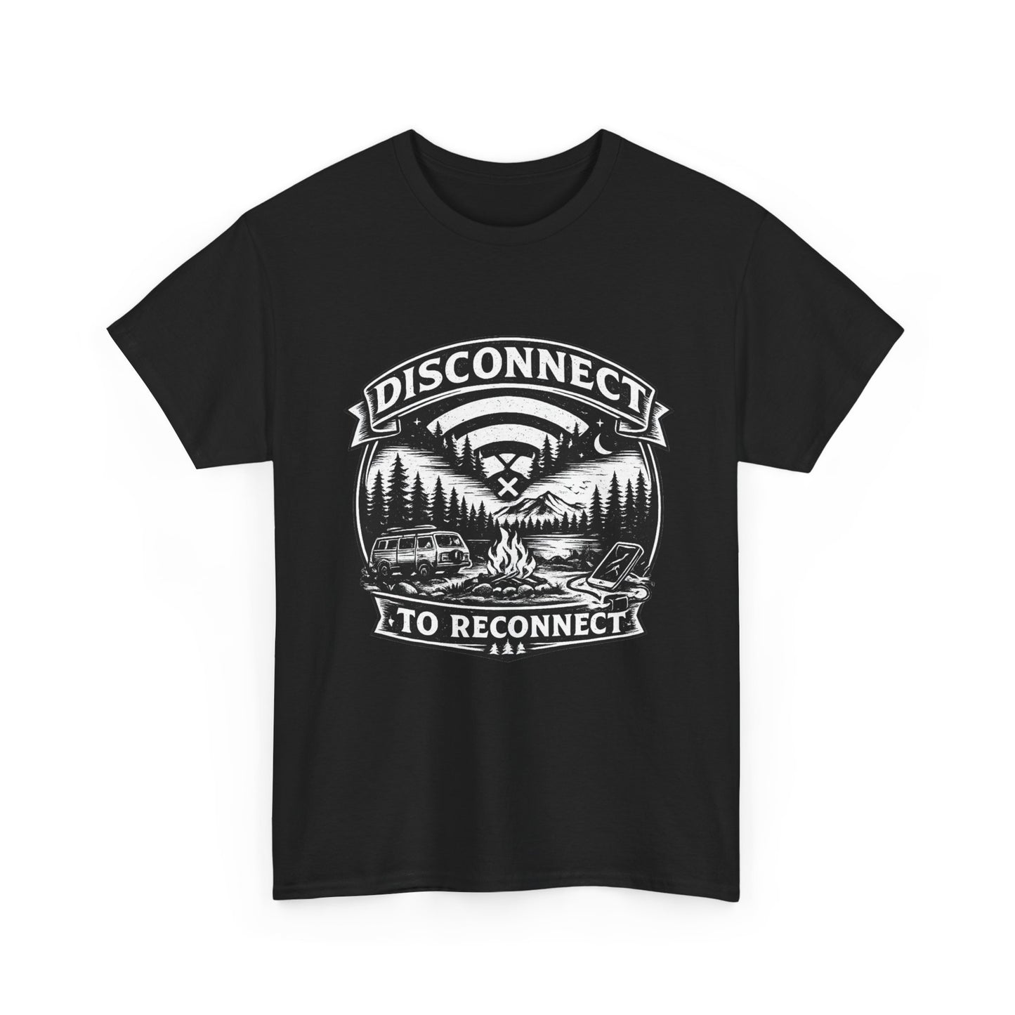 "Disconnect To Reconnect" — Funny Camping T-Shirt | Gift for Outdoor & Nature Lovers