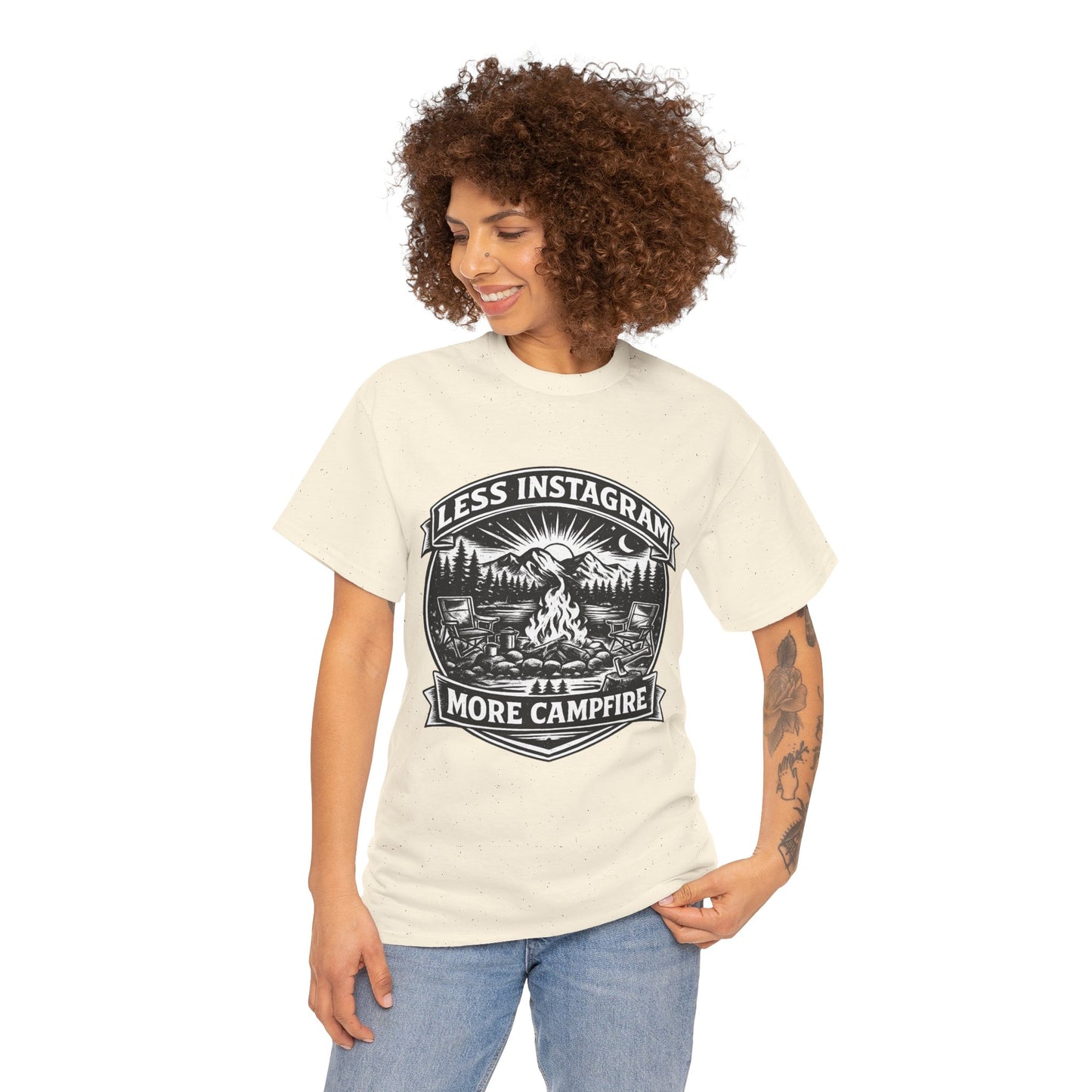 T-Shirt - "Less Instagram, More Campfire" Vintage Camping Graphic Tee