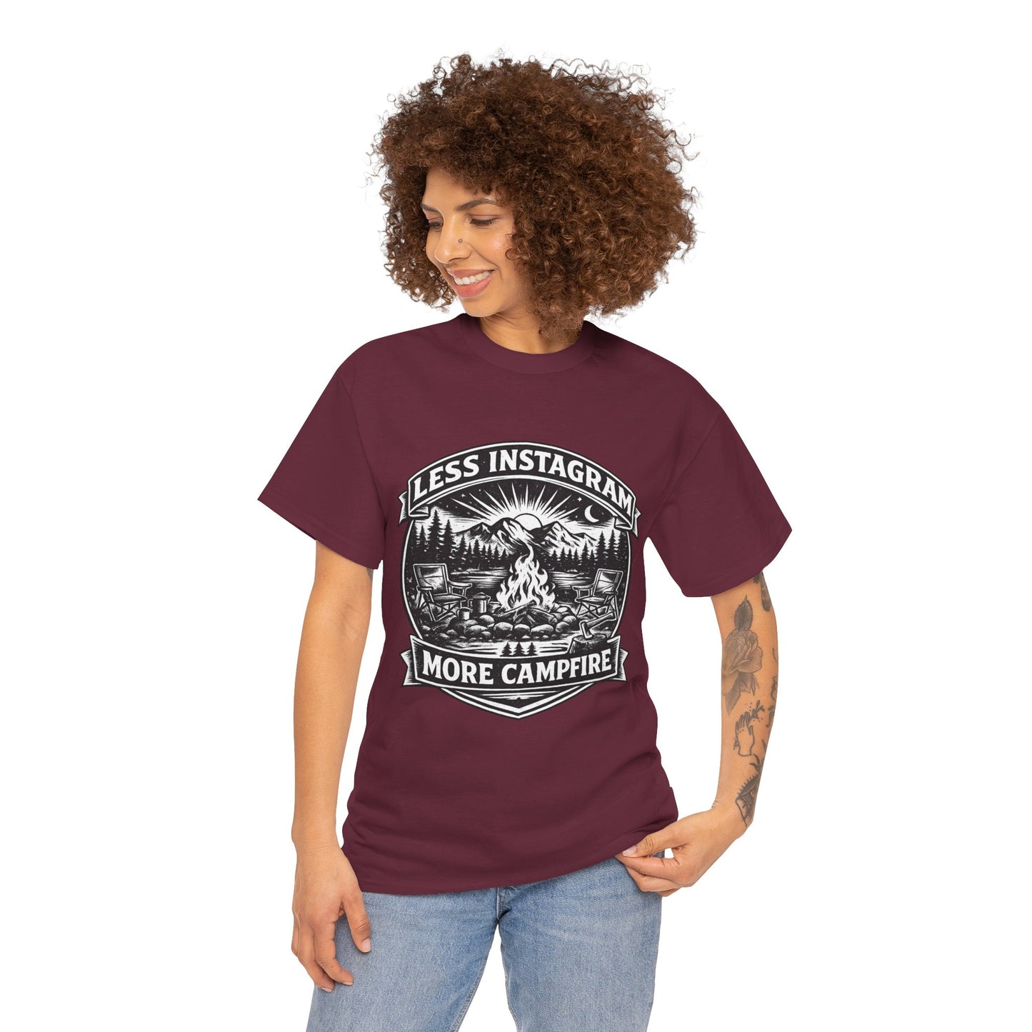 T-Shirt - "Less Instagram, More Campfire" Vintage Camping Graphic Tee