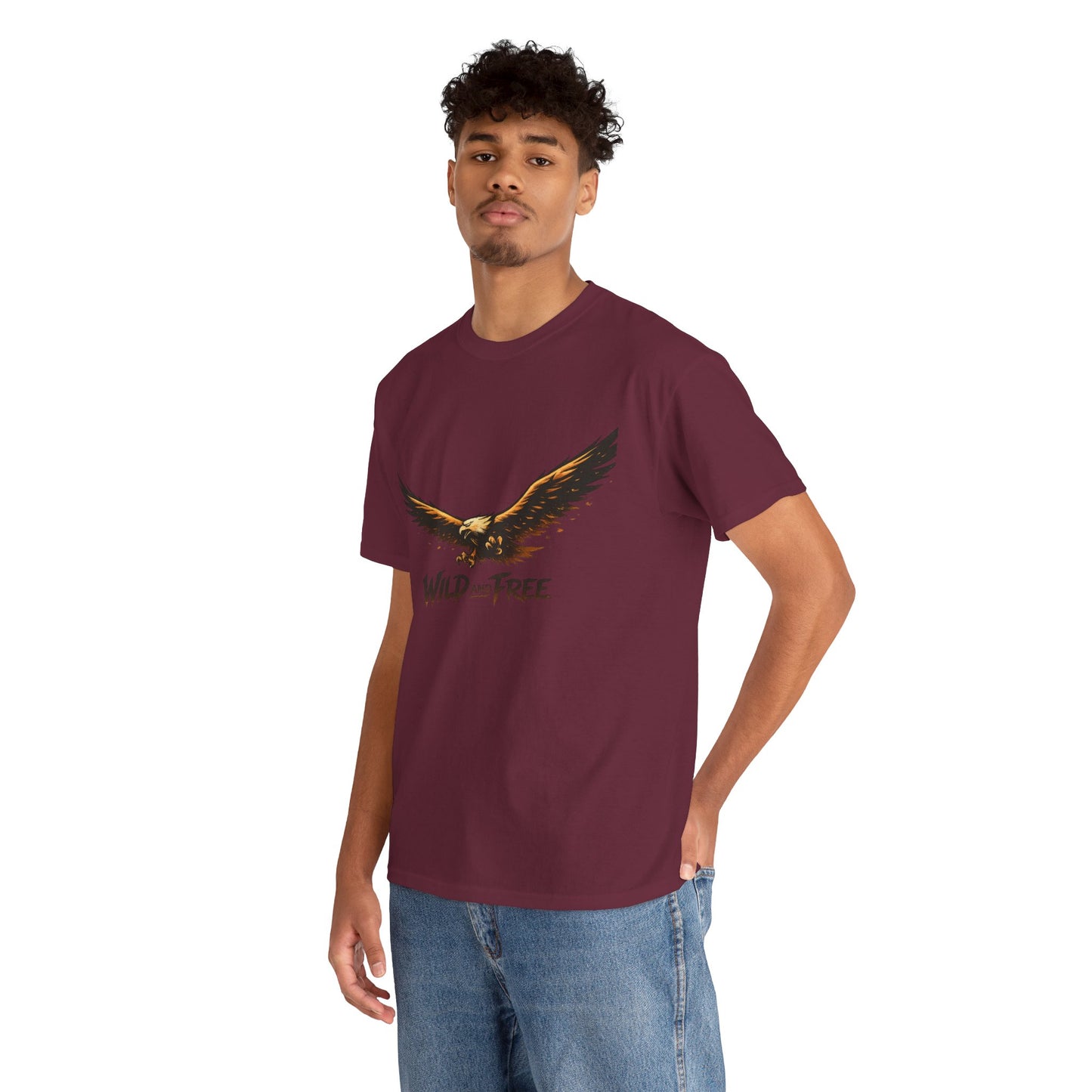 Wild and Free Eagle Shirt for Men Women – Vintage Eagle Graphic Tee Freedom Nature Outdoor T-Shirt