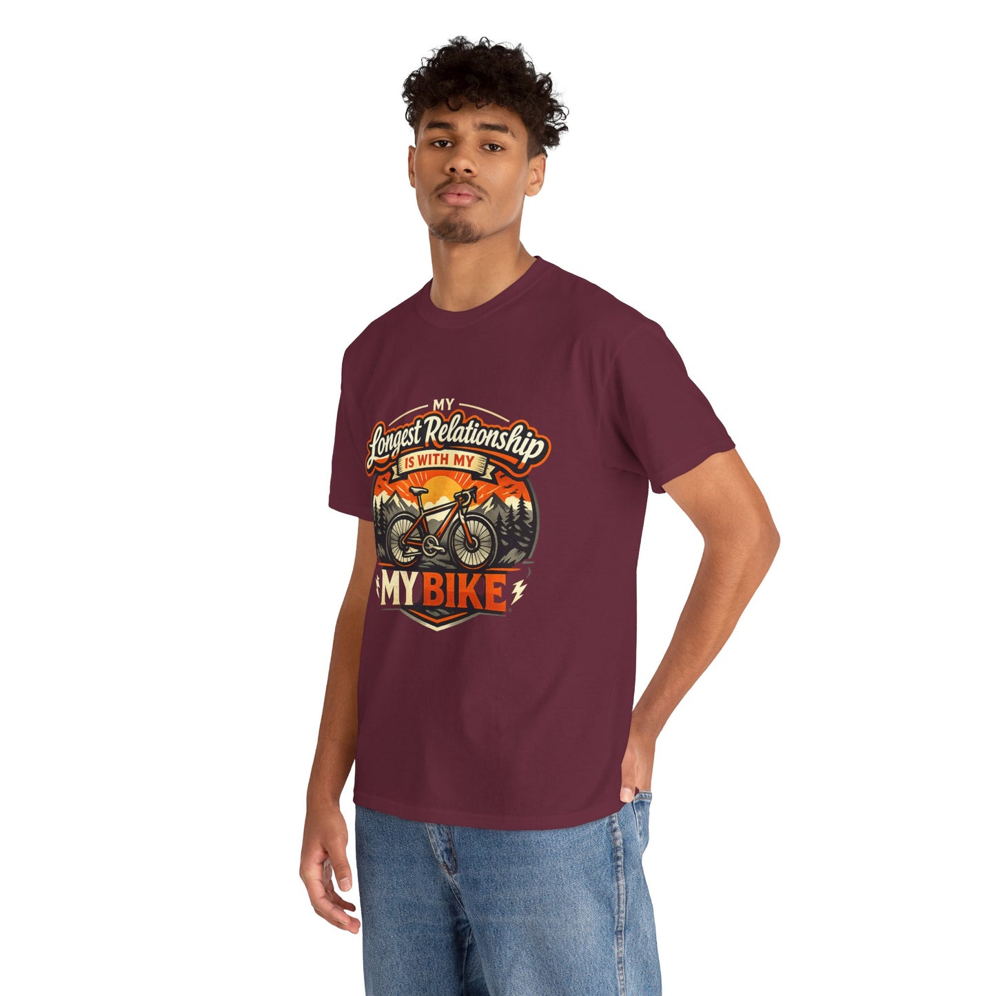 My Longest Relationship Is With My Bike — Funny Cycling T-Shirt | Gift for Cyclists
