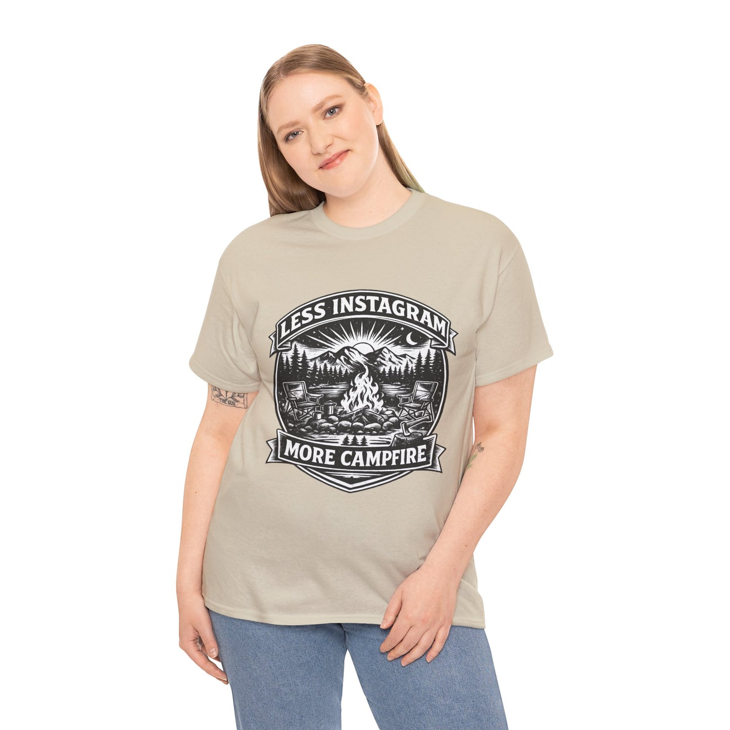 T-Shirt - "Less Instagram, More Campfire" Vintage Camping Graphic Tee