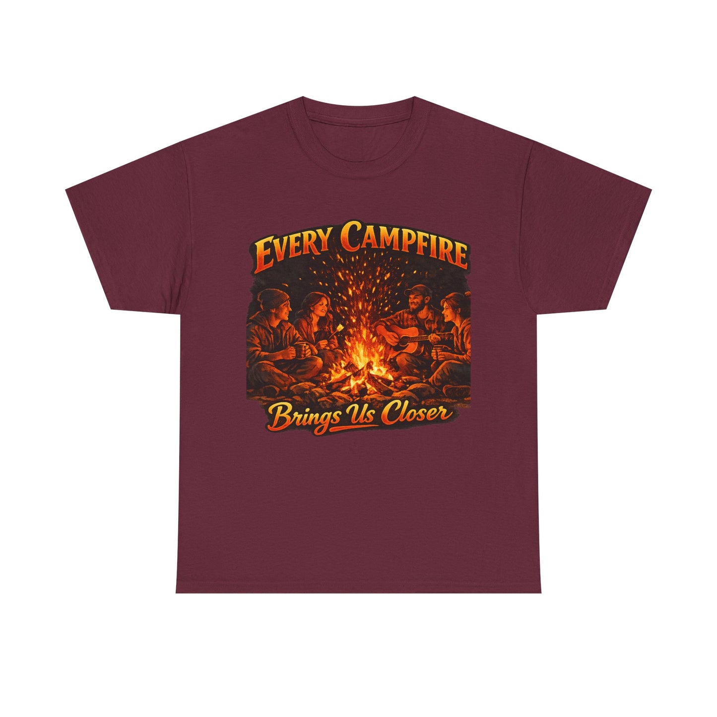Campfire T-Shirt — "Every Campfire Brings Us Closer" Retro Outdoor Tee