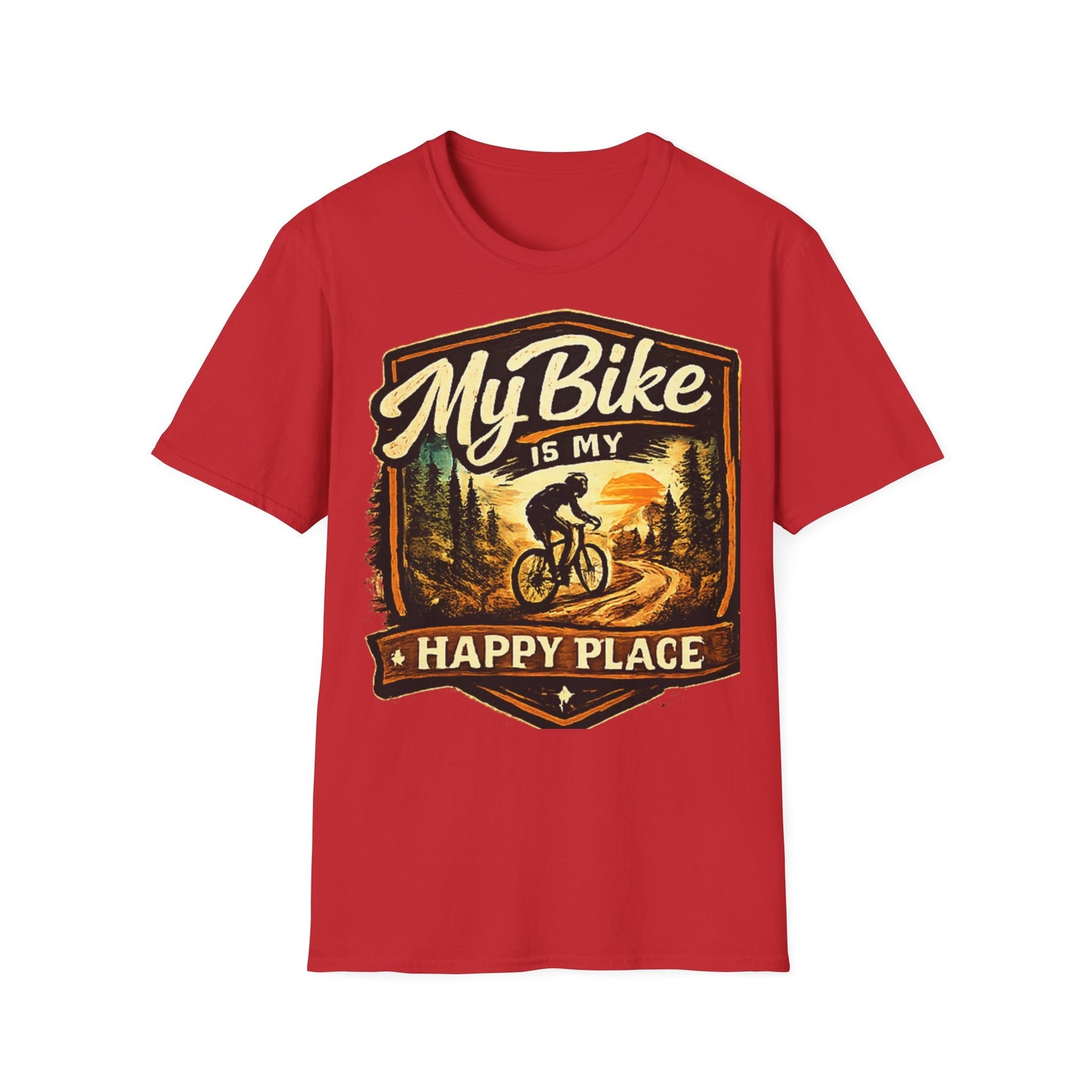 My Bike Is My Happy Place T-Shirt | Vintage Cycling Tee | Mountain Bike Lover Gift | Funny Cyclist Shirt