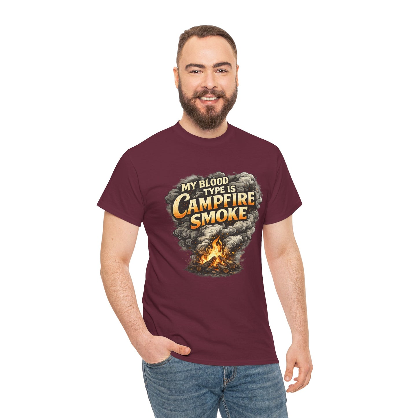Campfire Smoke T-Shirt — "My Blood Type Is Campfire Smoke" Graphic Tee
