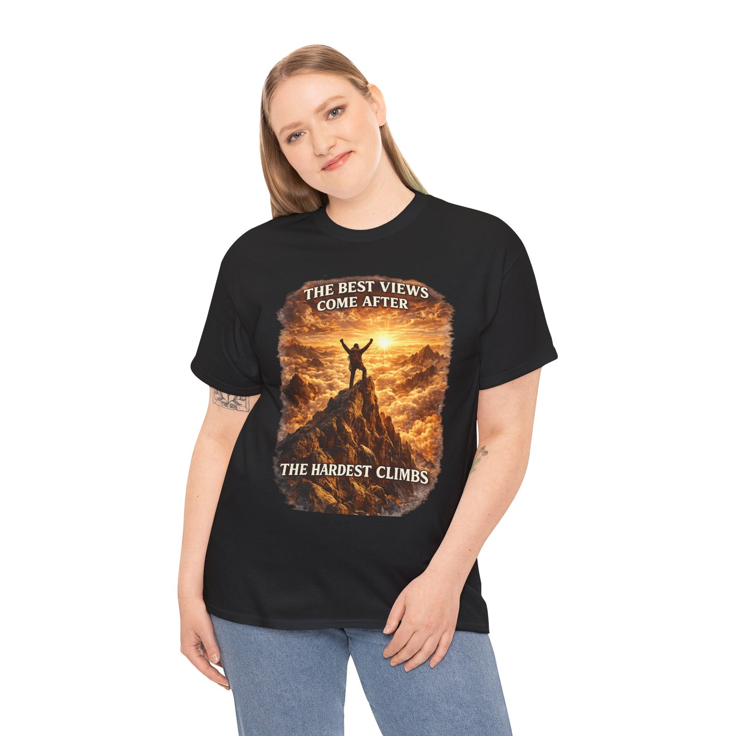 Mountain Hiking Motivation T-Shirt – “The Best Views Come After The Hardest Climbs” Adventure Tee
