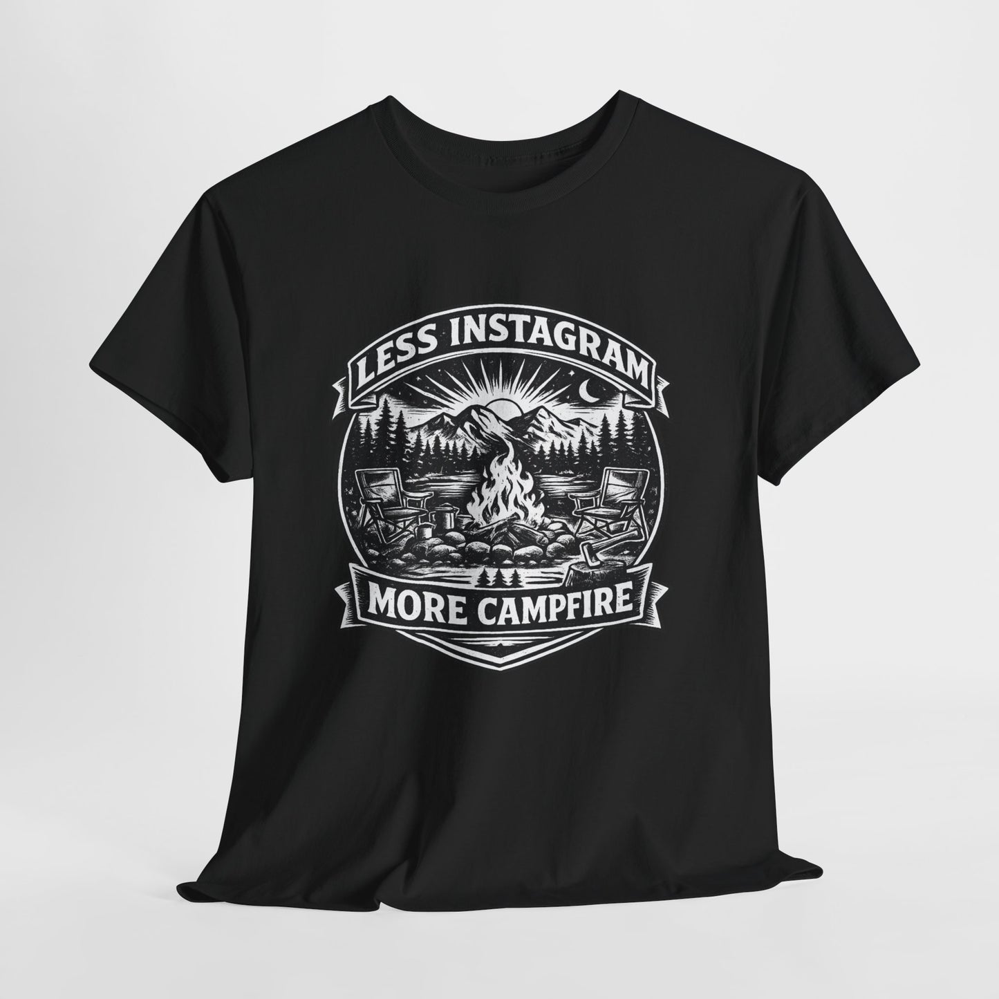 T-Shirt - "Less Instagram, More Campfire" Vintage Camping Graphic Tee