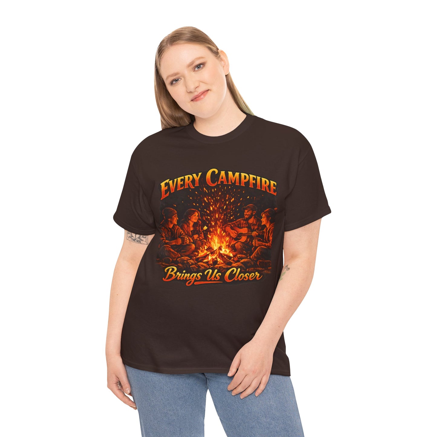 Campfire T-Shirt — "Every Campfire Brings Us Closer" Retro Outdoor Tee