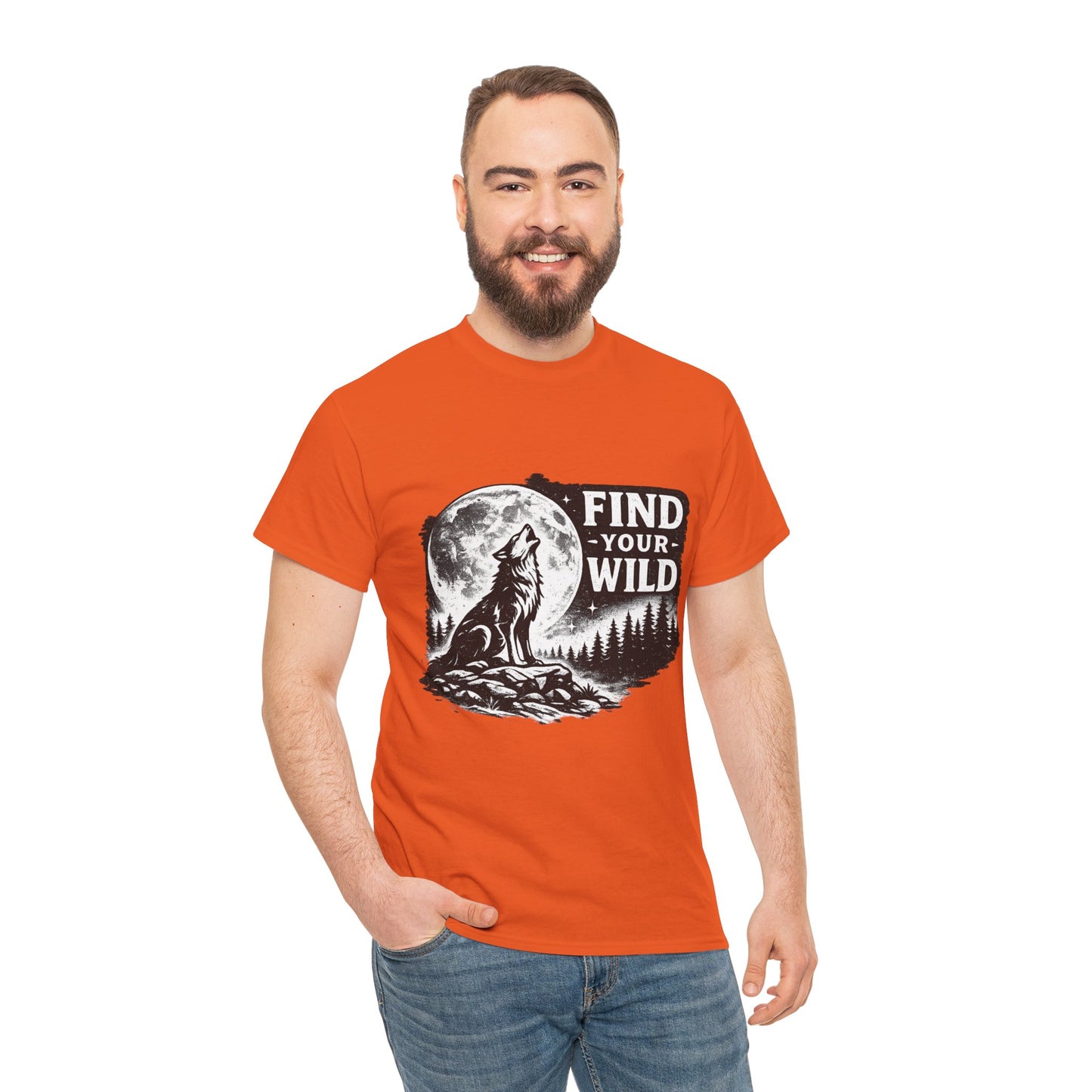 Find Your Wild Wolf T‑Shirt — Moonlit Nature Graphic Tee for Outdoor Lovers