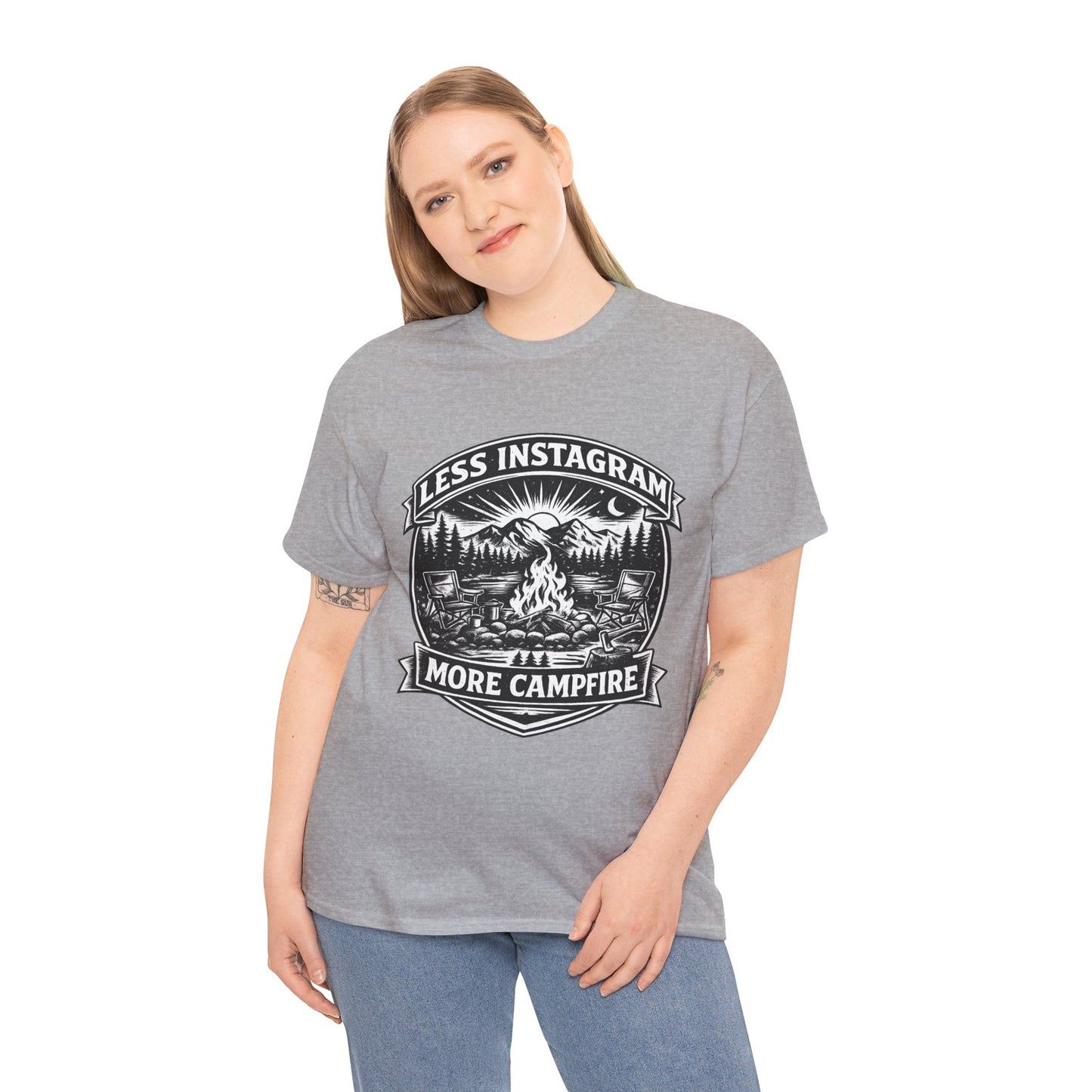 T-Shirt - "Less Instagram, More Campfire" Vintage Camping Graphic Tee