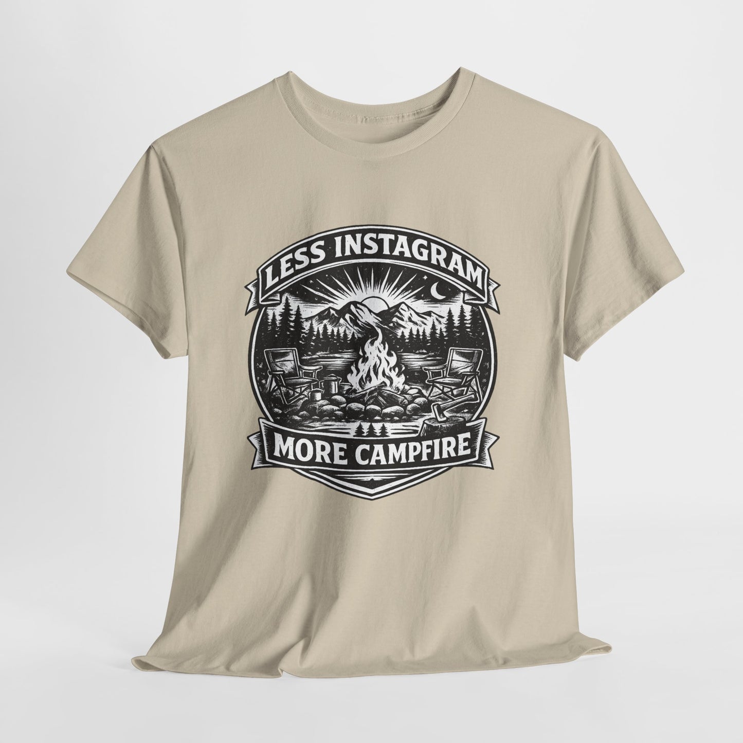 T-Shirt - "Less Instagram, More Campfire" Vintage Camping Graphic Tee