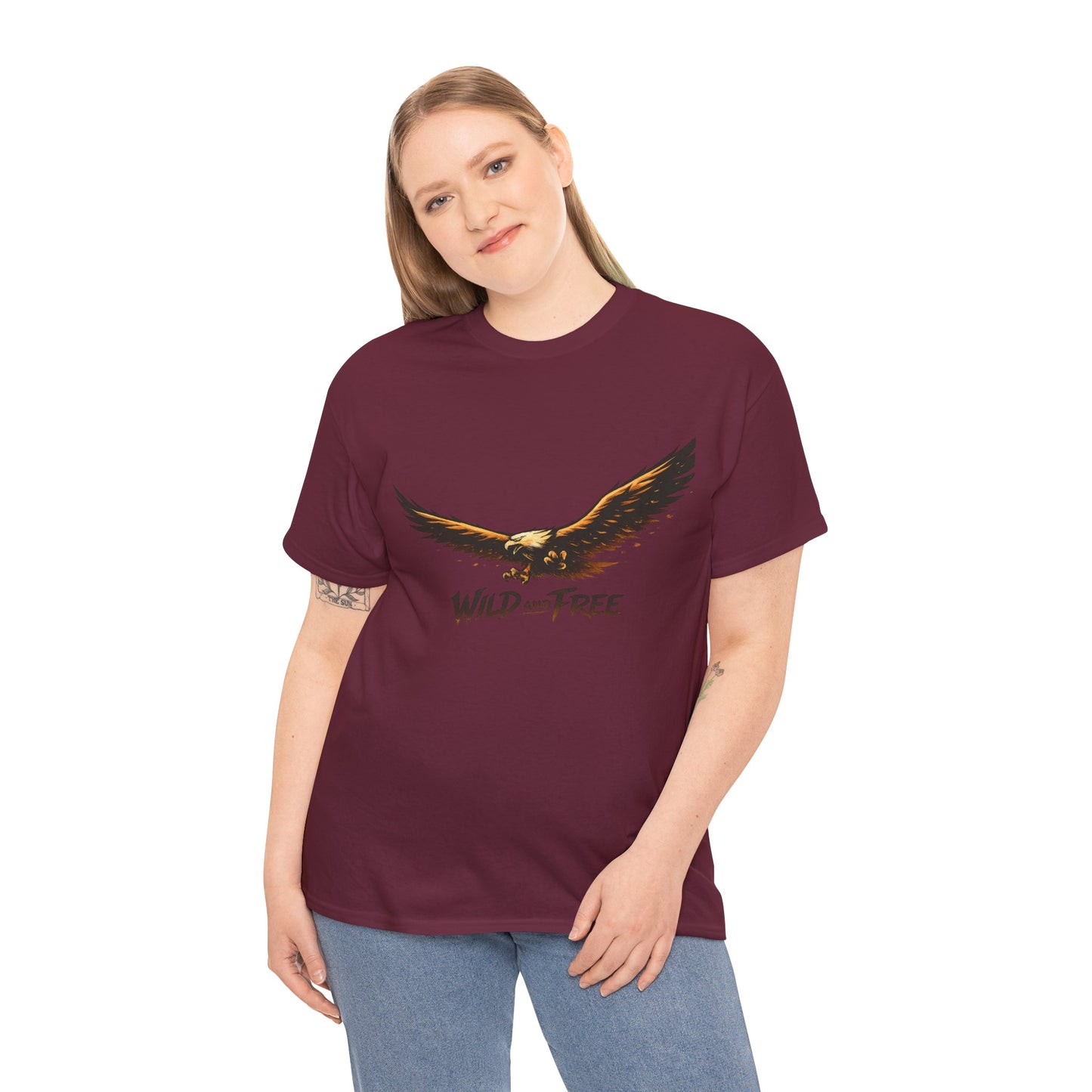 Wild and Free Eagle Shirt for Men Women – Vintage Eagle Graphic Tee Freedom Nature Outdoor T-Shirt