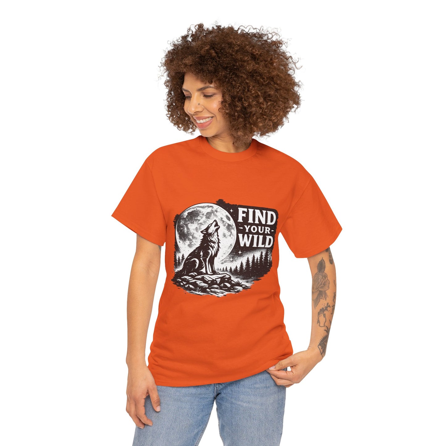 Find Your Wild Wolf T‑Shirt — Moonlit Nature Graphic Tee for Outdoor Lovers