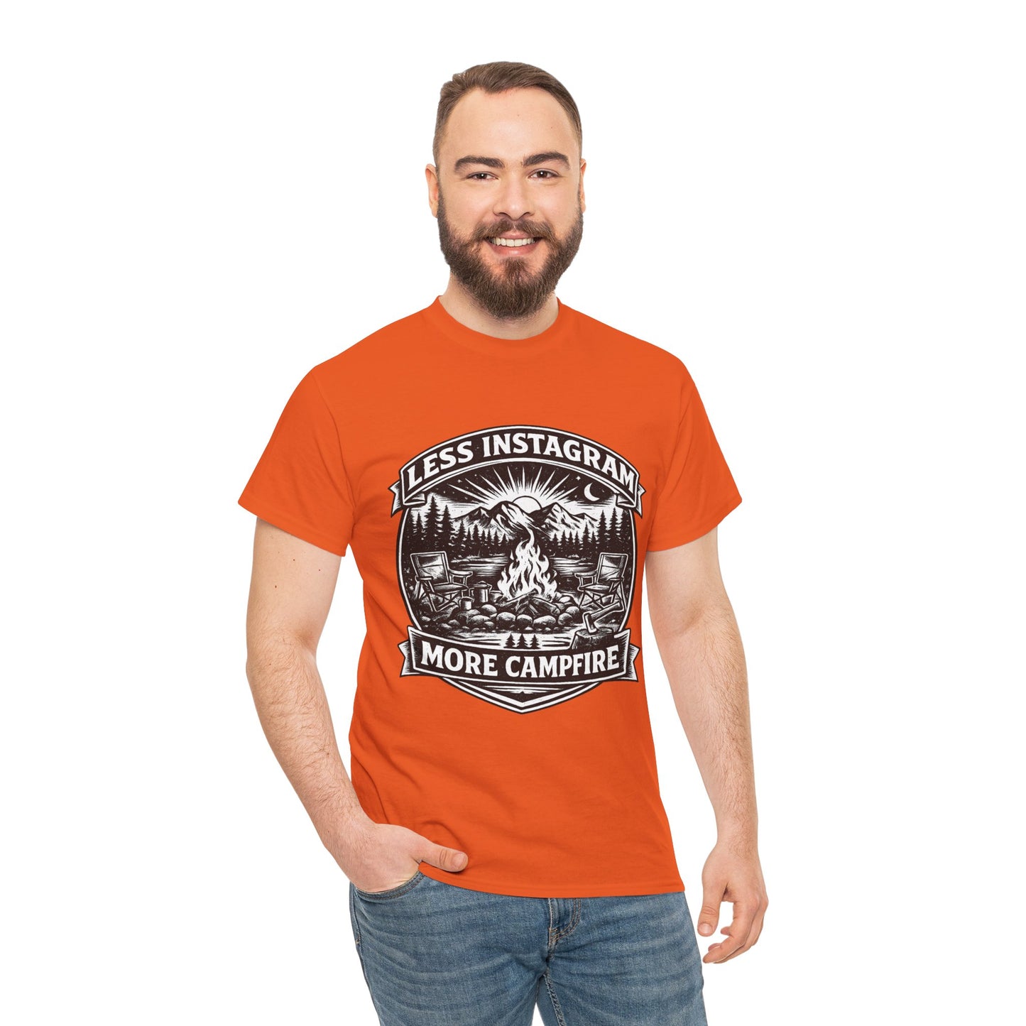 T-Shirt - "Less Instagram, More Campfire" Vintage Camping Graphic Tee