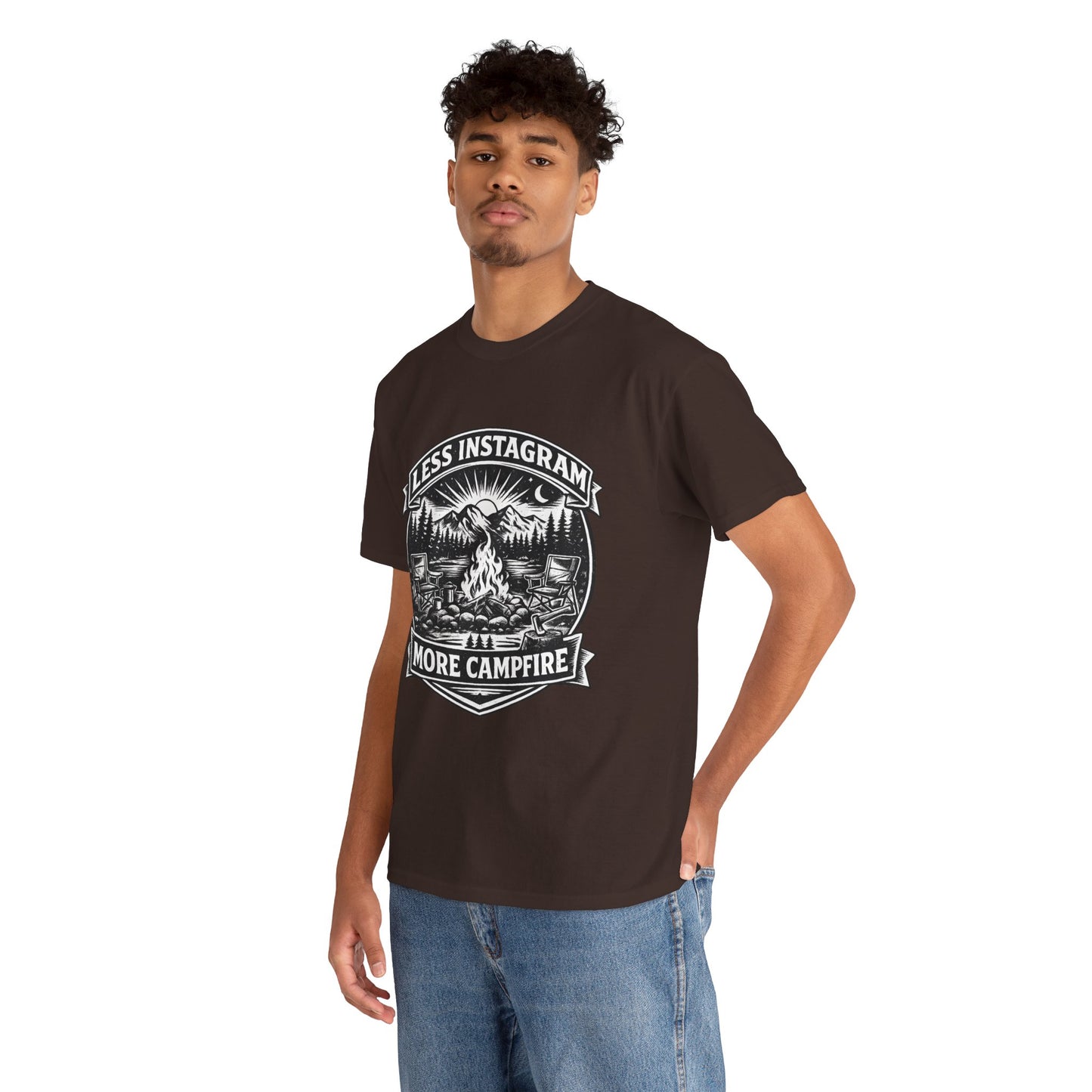 T-Shirt - "Less Instagram, More Campfire" Vintage Camping Graphic Tee