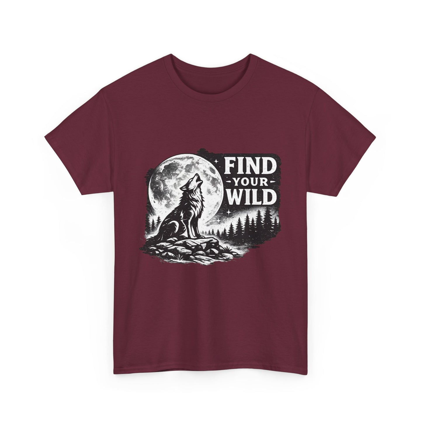 Find Your Wild Wolf T‑Shirt — Moonlit Nature Graphic Tee for Outdoor Lovers
