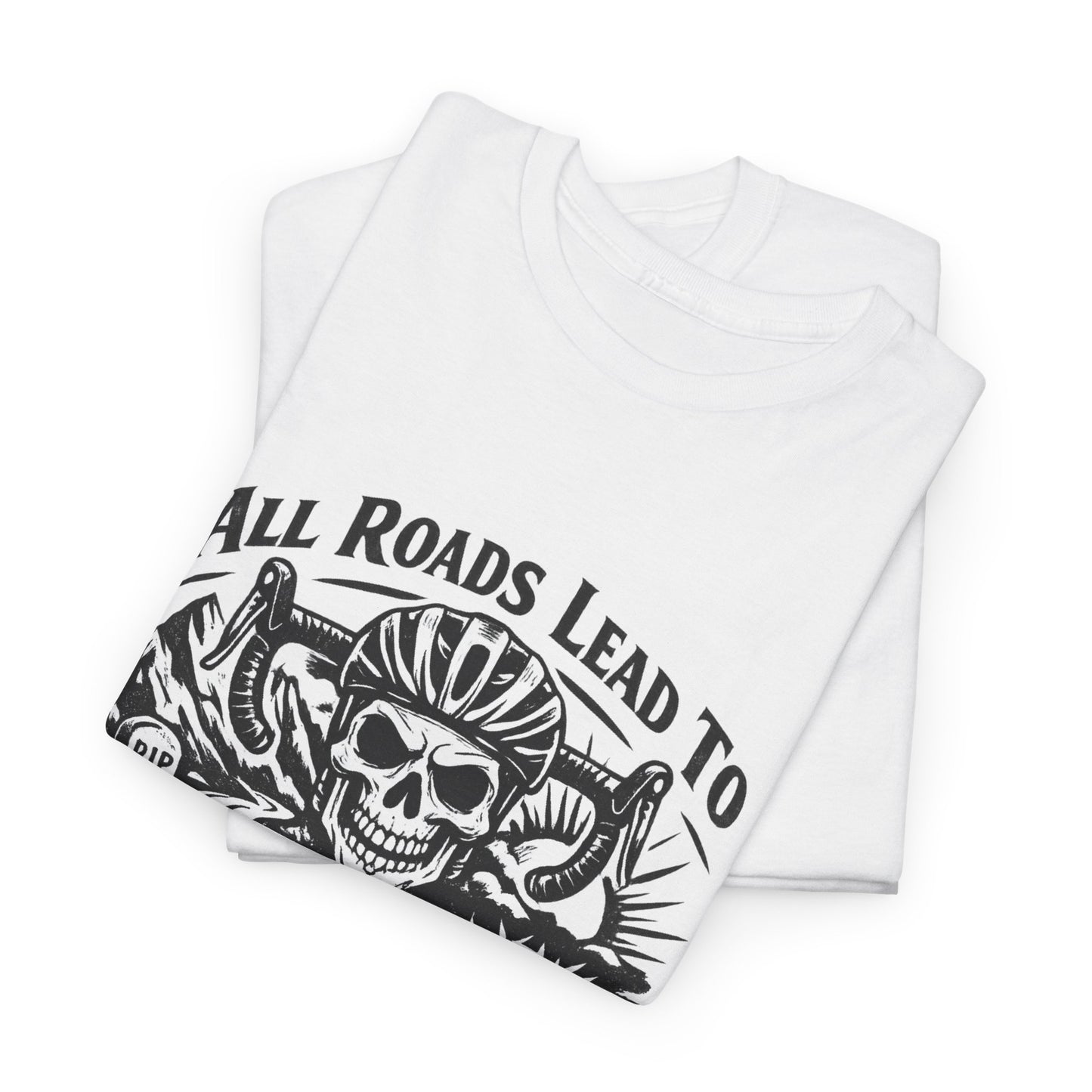 Skull Biker Tee — "All Roads Lead to Suffering" Graphic T‑Shirt
