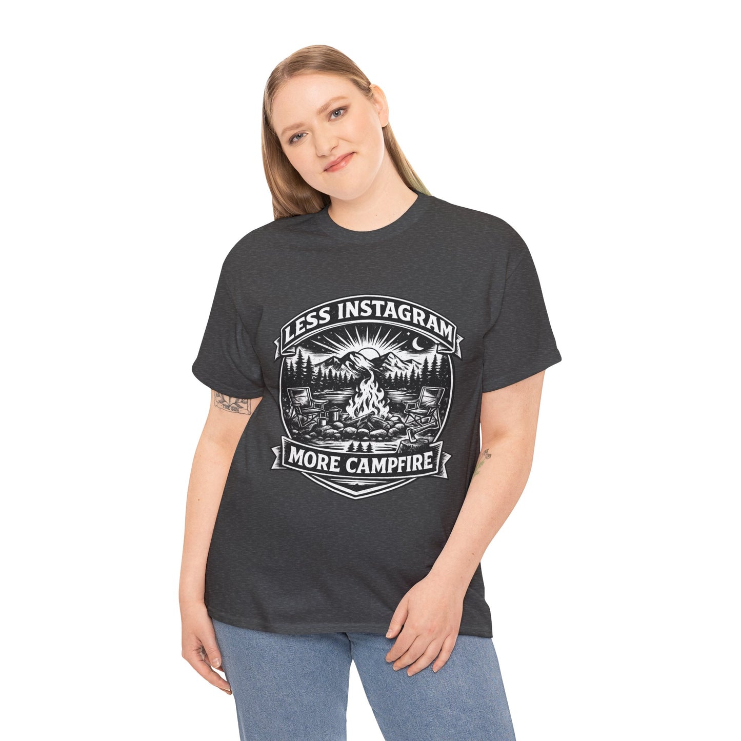 T-Shirt - "Less Instagram, More Campfire" Vintage Camping Graphic Tee