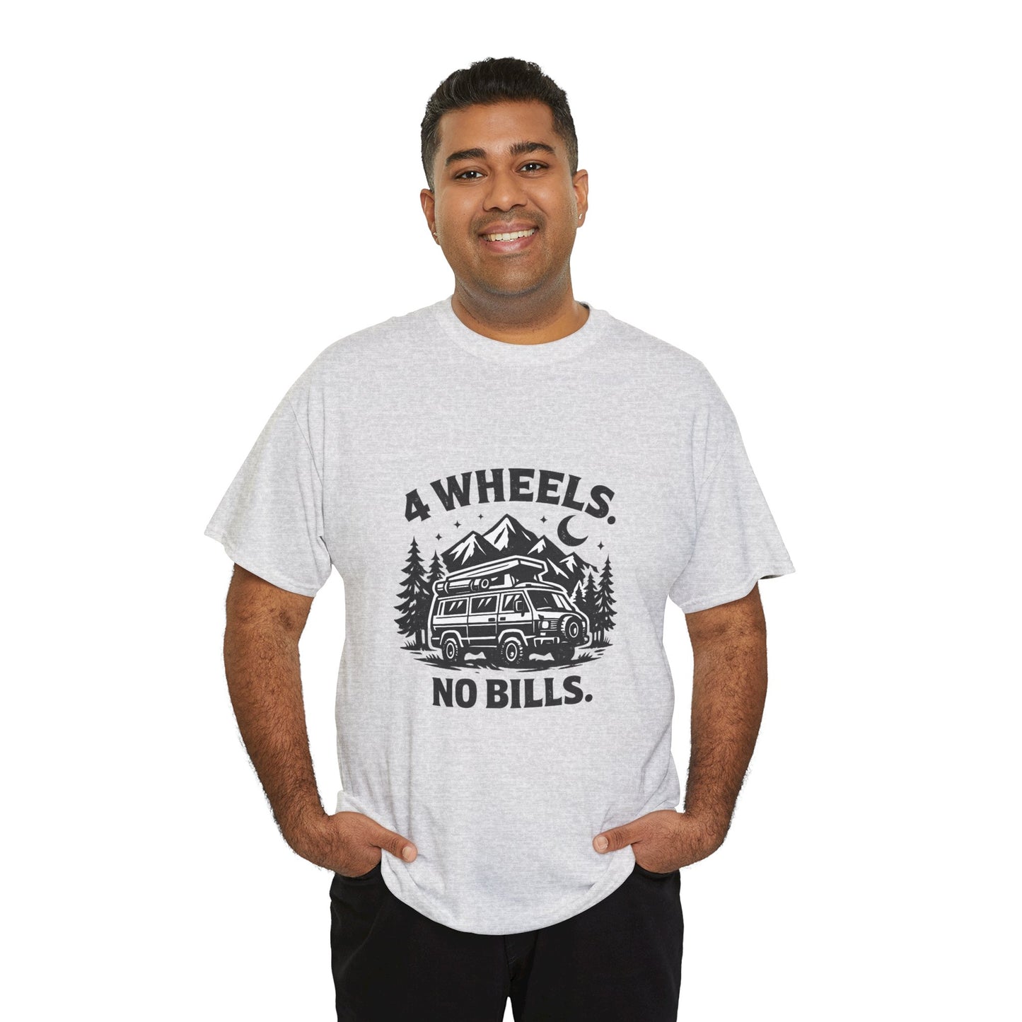 4 Wheels No Bills Camper T-Shirt — Adventure Van Life Graphic Tee