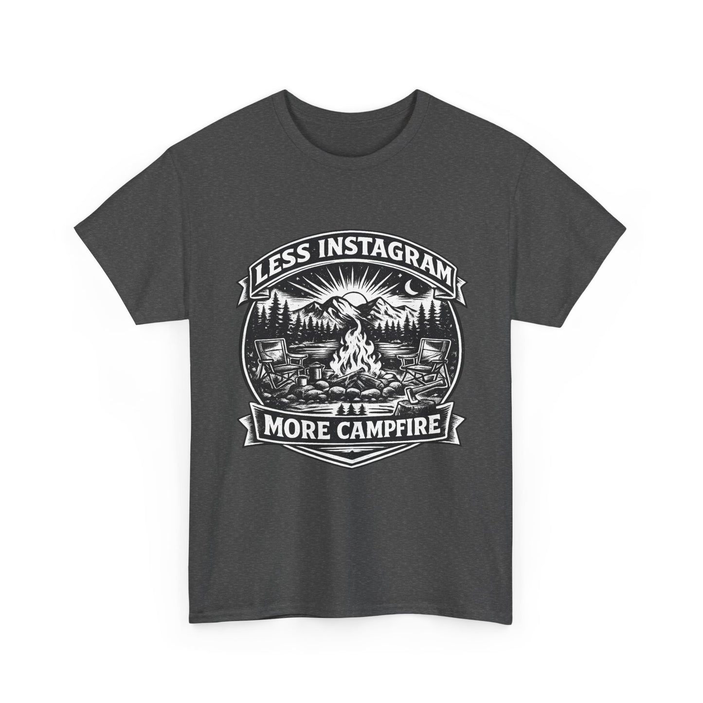 T-Shirt - "Less Instagram, More Campfire" Vintage Camping Graphic Tee